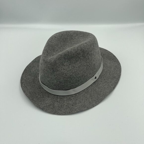 Grey Rag & Bone wool felt fedora hat with grey ribbon detail
